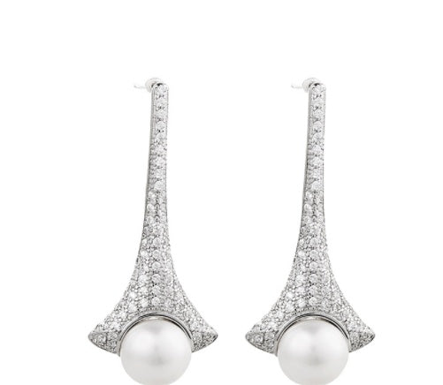 Natural Pearl Earrings Pure Silver Women&