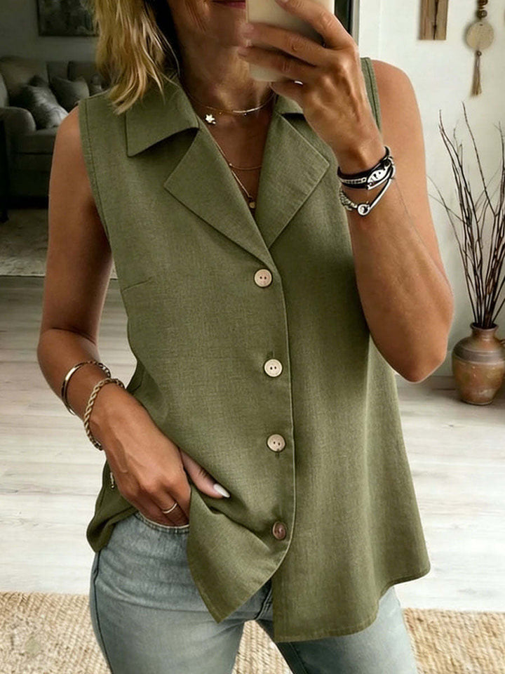 Haut gilet sans manches ample et tendance de couleur unie pour femme