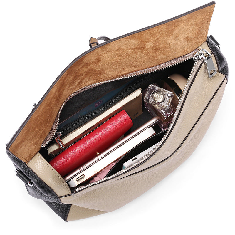 Sac messager portable en cuir de vachette