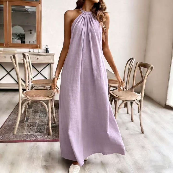 Vacation Style Relaxed Chic Halter Maxi Dress