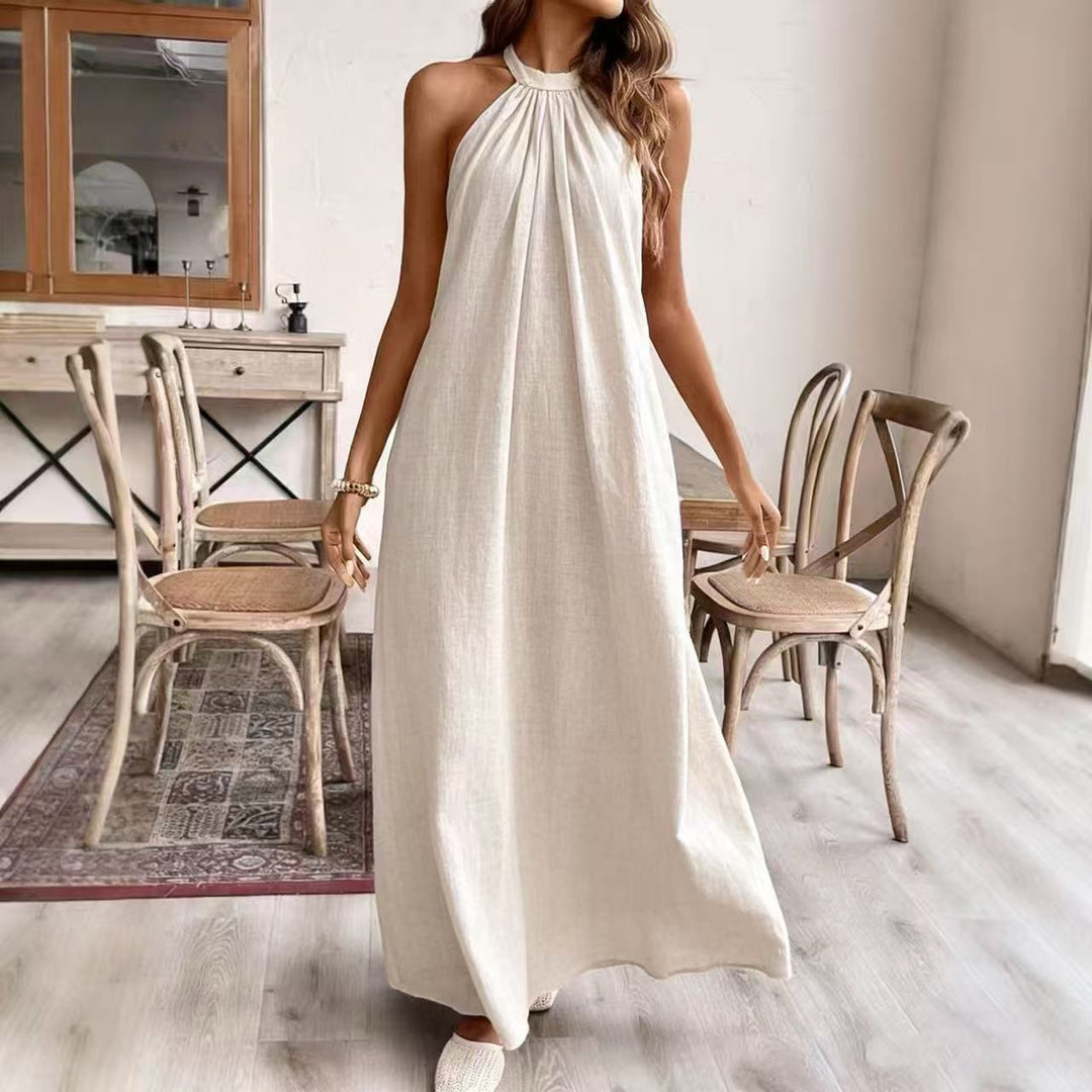 Vacation Style Relaxed Chic Halter Maxi Dress