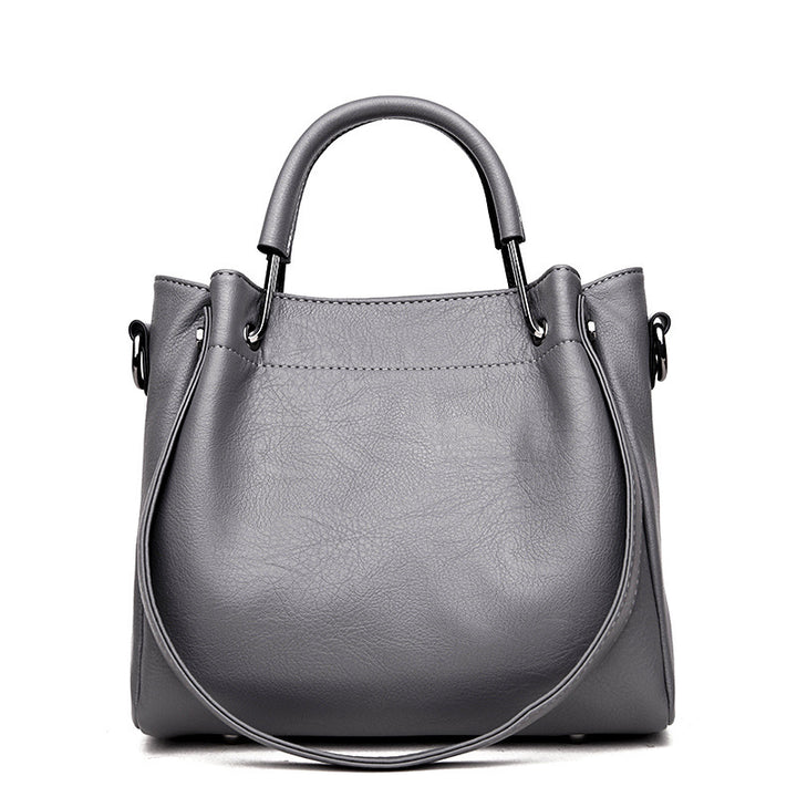 Bolsos Carteras Moda Coreana Bolsos de Mujer Cuero Suave Retro Bolso de Cubo Bolso de Mano