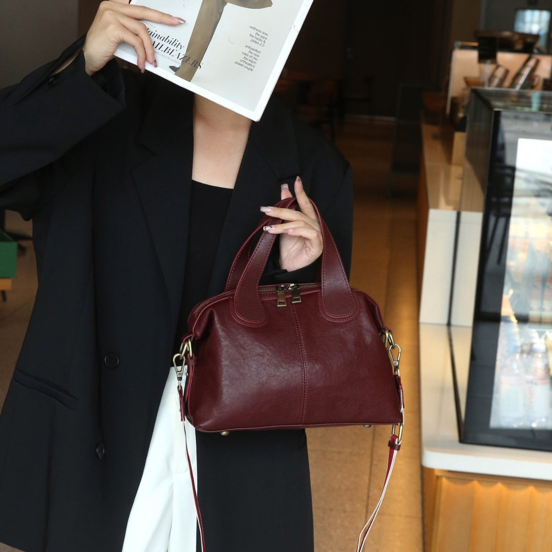 Bolso de mano grande de piel auténtica de alta gama