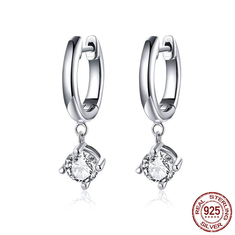 Pendientes colgantes hipoalergénicos de plata blanca