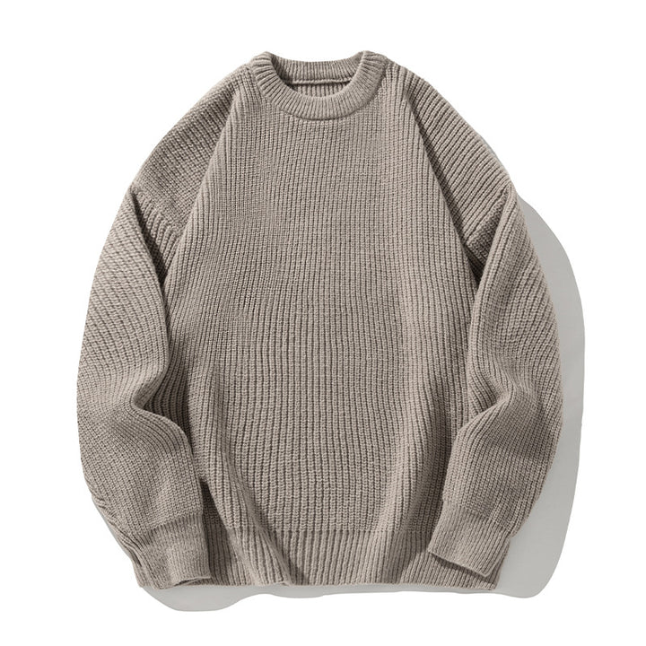 Thickened Chunky-Knit Crew-Neck Sweater For Men