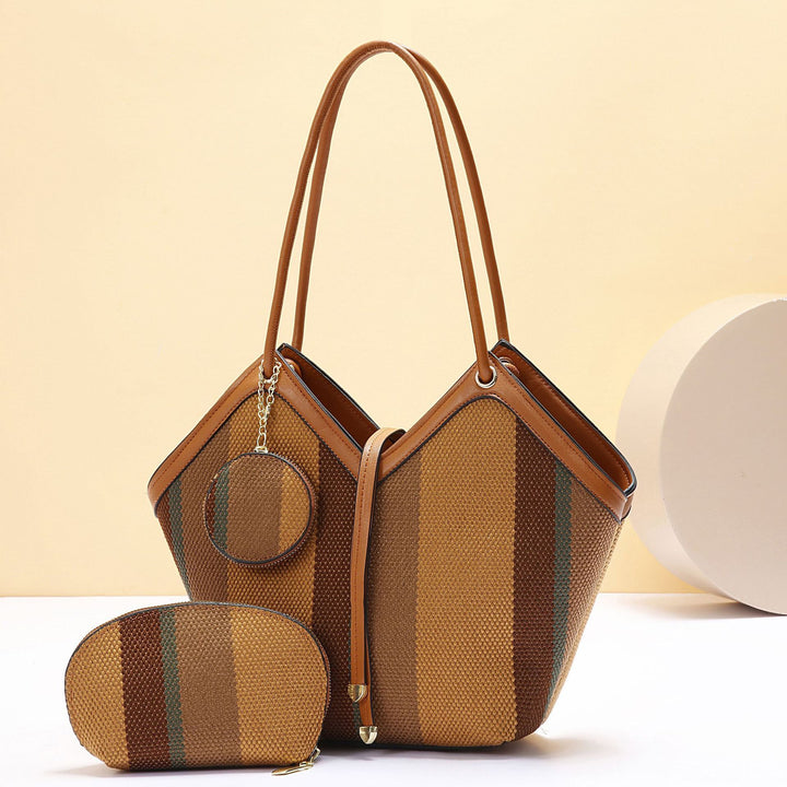 Stylish High-capacity Tote Bag With A Trendy Color-block Design