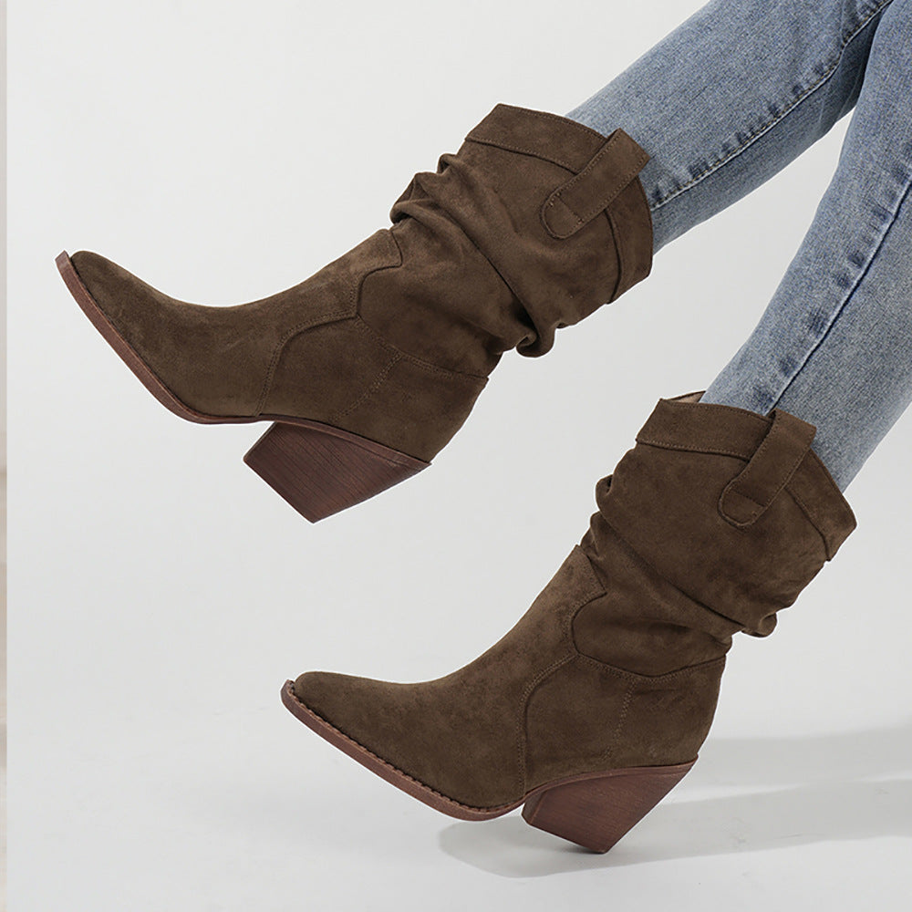 Thick Heel Brown High Heels Women&