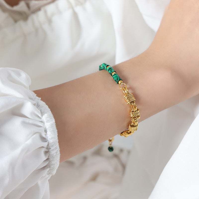 Fashion Personality Bends And Hitches Ornament Multi Colors Natural Stone Beaded Design Copper Jewelry Suit
