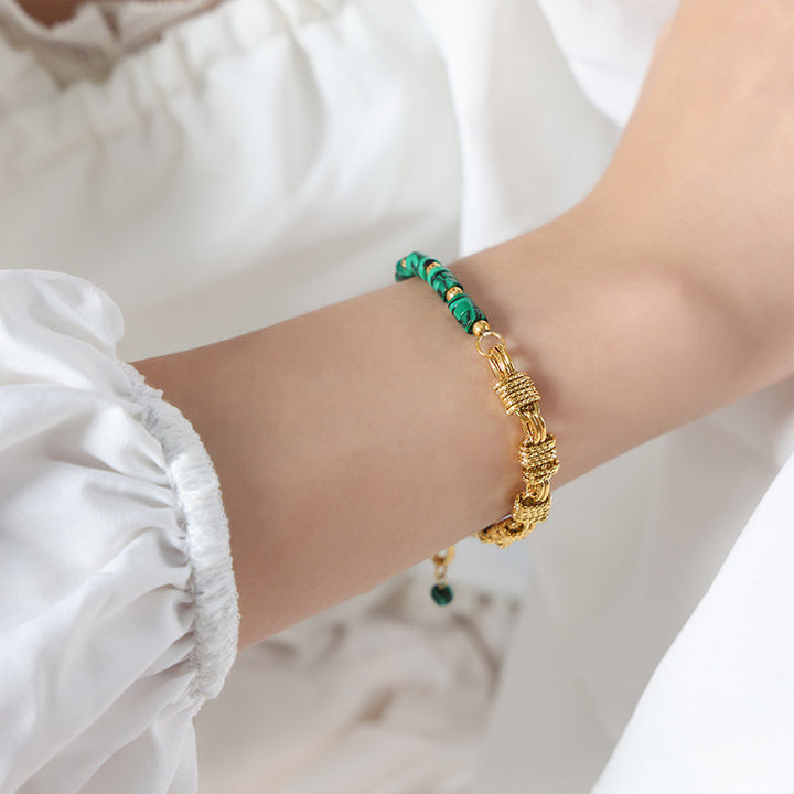 Fashion Personality Bends And Hitches Ornament Multi Colors Natural Stone Beaded Design Copper Jewelry Suit