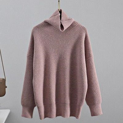 Suéter de Cachemir para Mujer Cuello Alto Jerséis Tops Liso