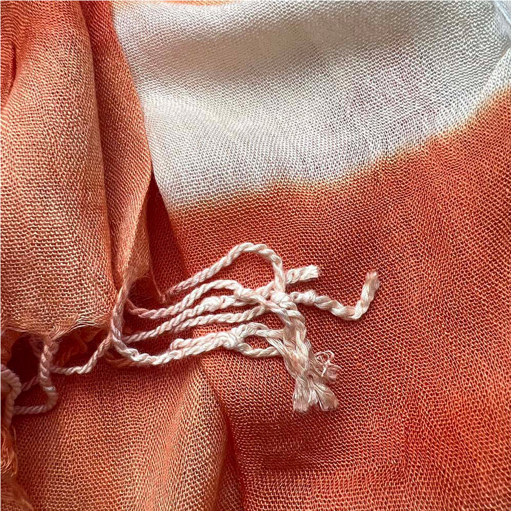 Bufanda Casual Fluida Abstracta Tono Coral, Bufanda Estampada Naranja Roja, Bordes con Flecos para Movimiento, Mujeres Hombres