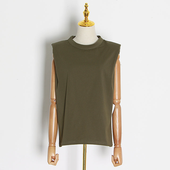 Camiseta sin mangas de cuello redondo casual para mujer