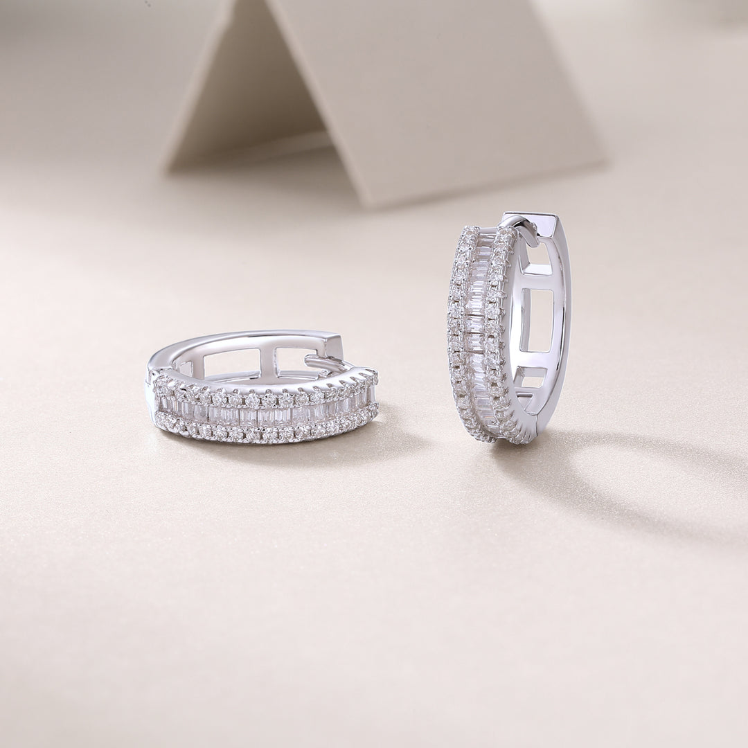 Pendientes de moissanita de alta calidad de plata 925 y platino