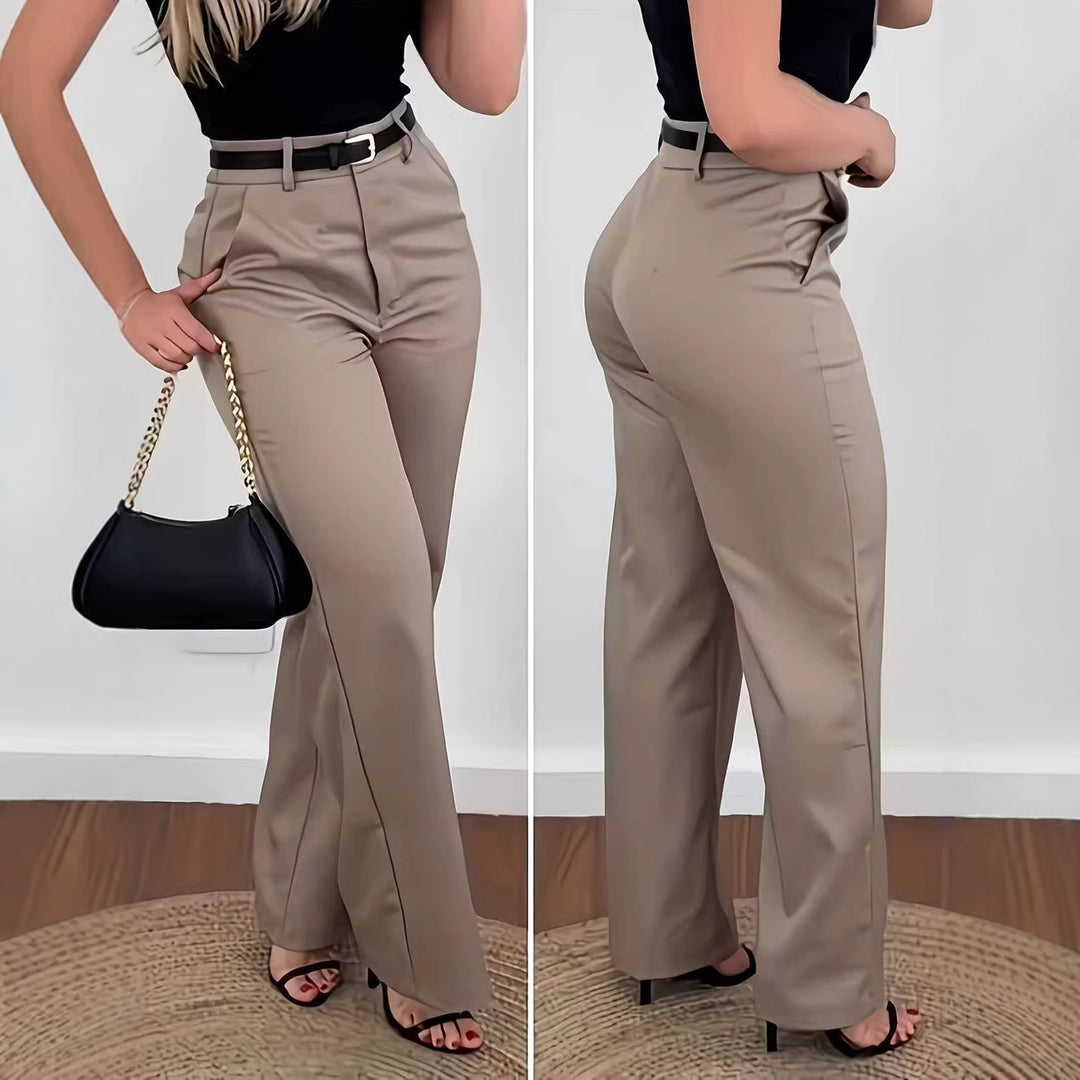 Pantalones anchos holgados informales de color liso para mujer