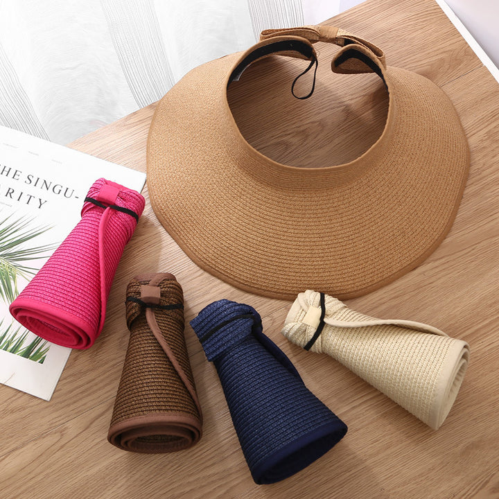 Sombrero de paja portátil plegable de verano con protección solar