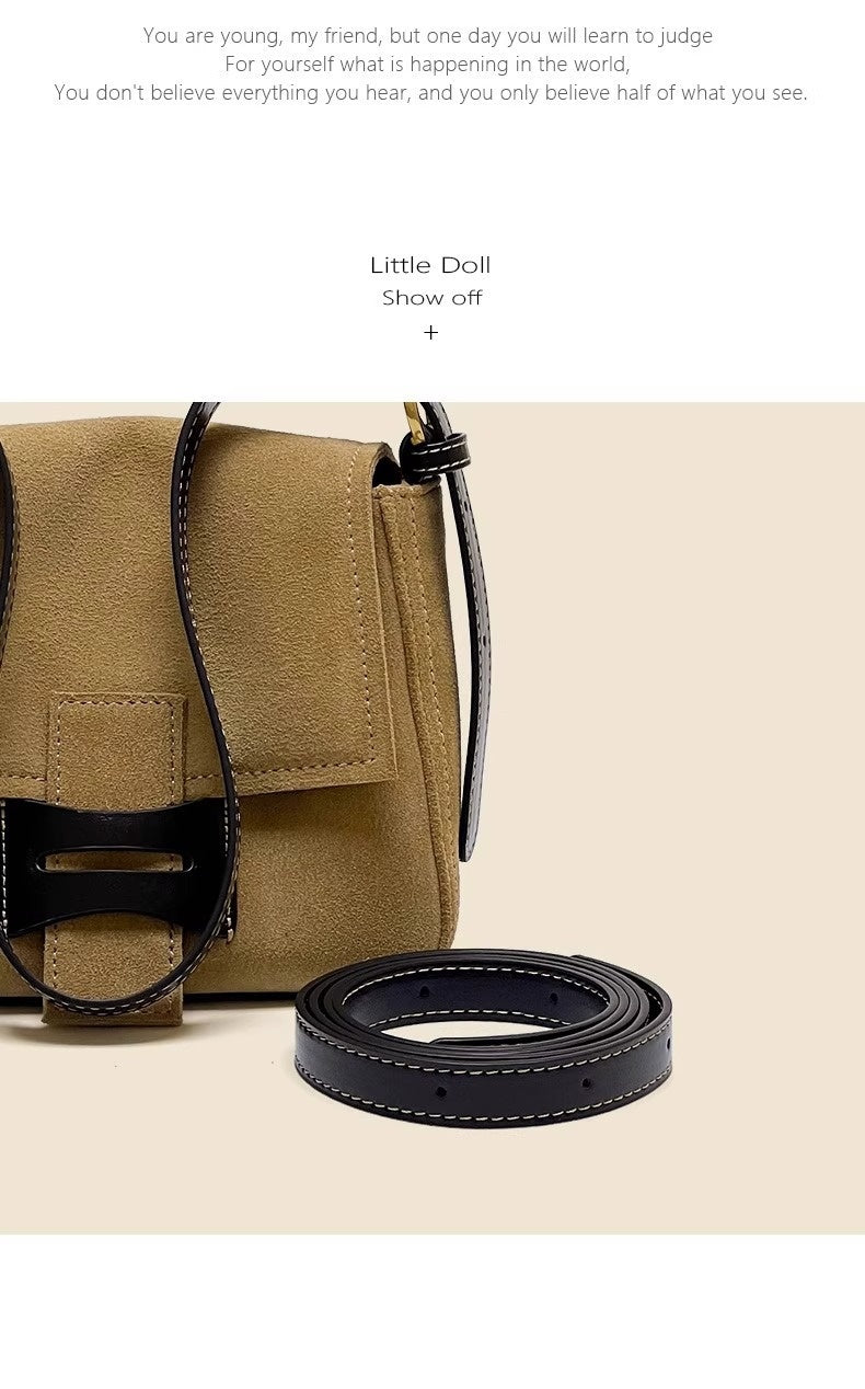 Bolso Bandolera de Cuero Genuino Polaco Mate