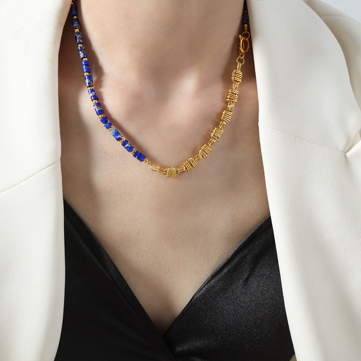 Fashion Personality Bends And Hitches Ornament Multi Colors Natural Stone Beaded Design Copper Jewelry Suit