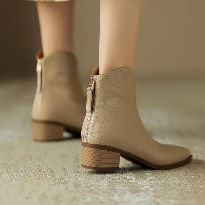 Botines franceses marrones para mujer primavera y verano