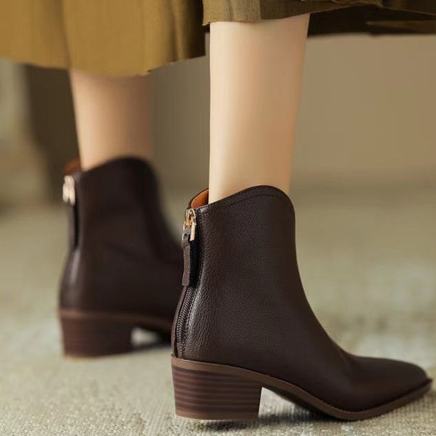 Botines franceses marrones para mujer primavera y verano