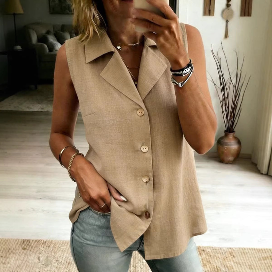 Haut gilet sans manches ample et tendance de couleur unie pour femme