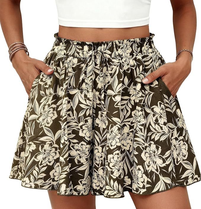 High-waisted Floral Print A-line Shorts Womens Casual Loose Shorts - Shop Savvy Styles