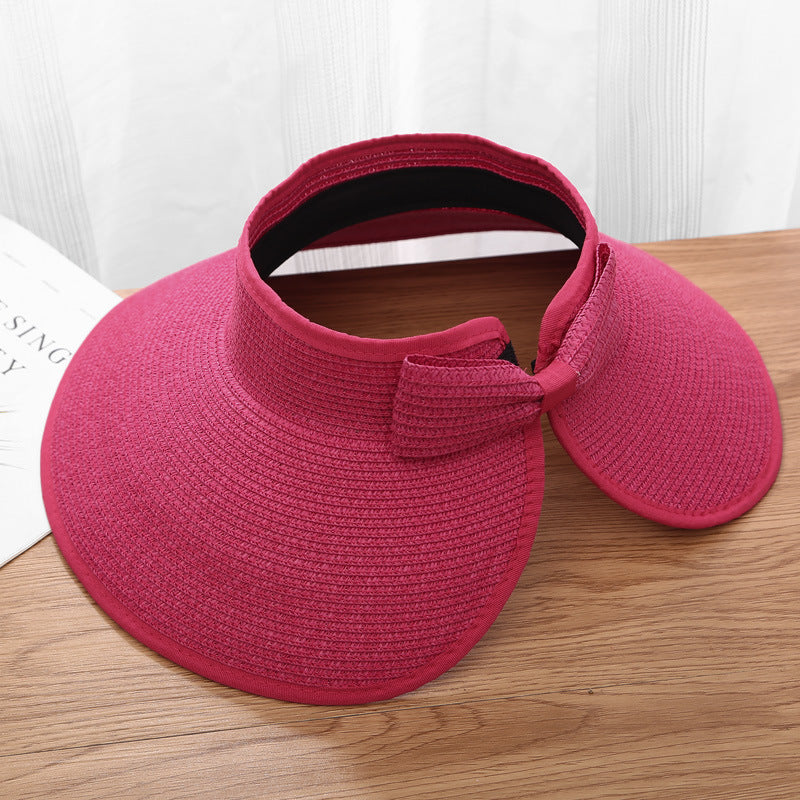 Sombrero de paja portátil plegable de verano con protección solar