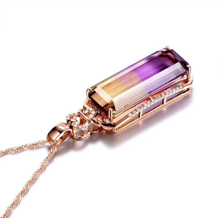 Collar de amatrina con baño de oro rosa de 18 quilates para mujer
