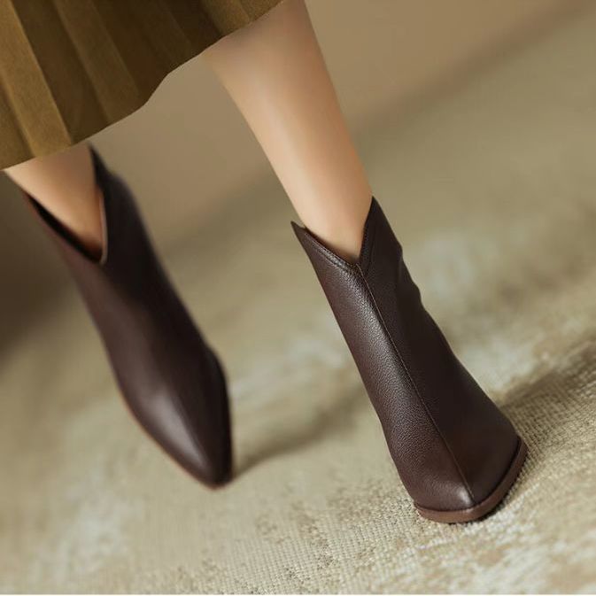 Botines franceses marrones para mujer primavera y verano