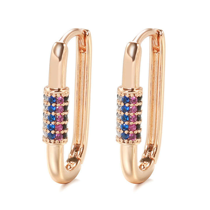 Pendientes de oro rosa con circonitas de colores a la moda