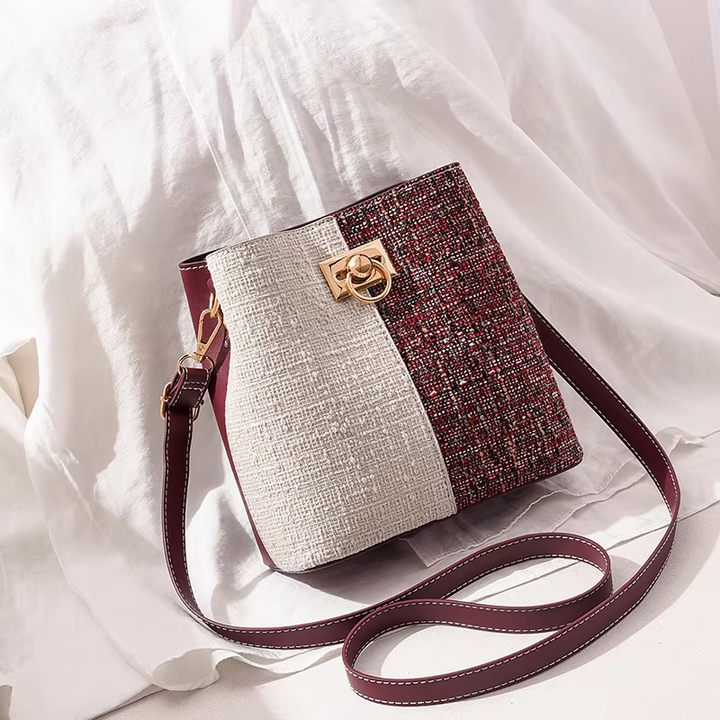 Large Capacity Single Shoulder Diagonally Slant Color Bucket Bag