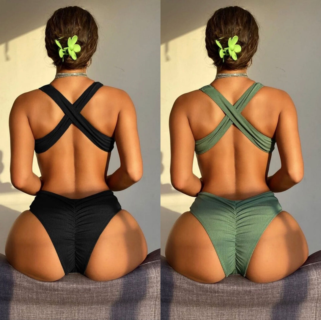 Traje de Baño Siamesa de Tirantes con Espalda Hermosa y Ombliguera