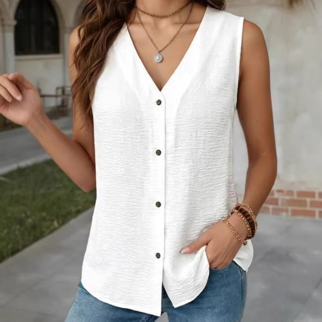 Summer V-neck Sleeveless Vest Shirt for Women