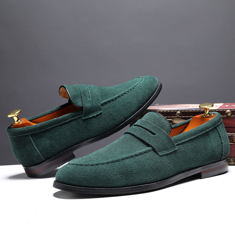 Zapatos sin Cordones Casuales de Cuero Nobuck para Hombre
