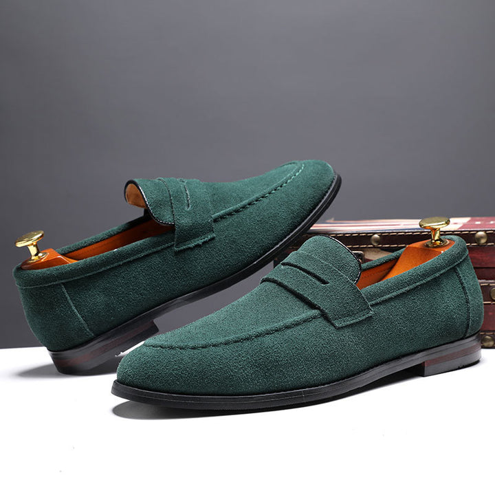 Zapatos sin Cordones Casuales de Cuero Nobuck para Hombre