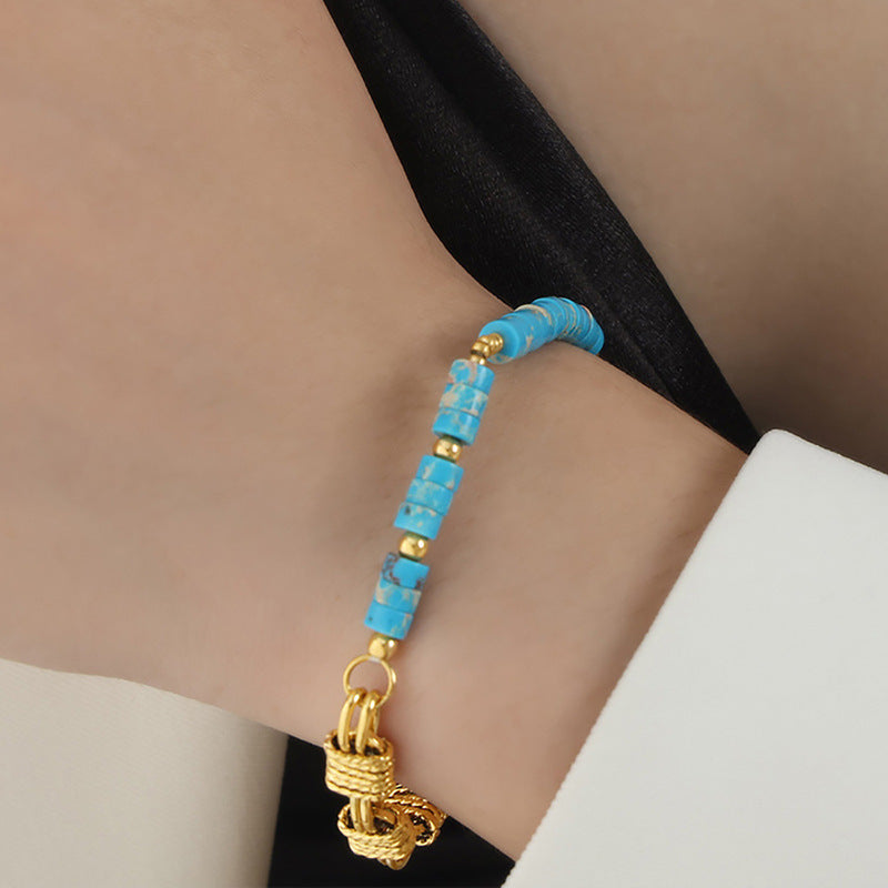 Fashion Personality Bends And Hitches Ornament Multi Colors Natural Stone Beaded Design Copper Jewelry Suit