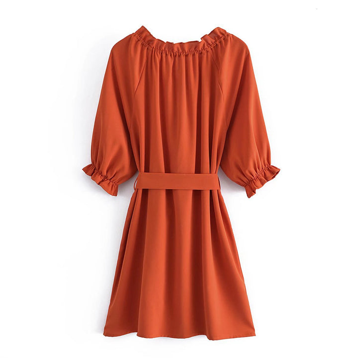 Temperament Two-piece Orange Pullover Dress