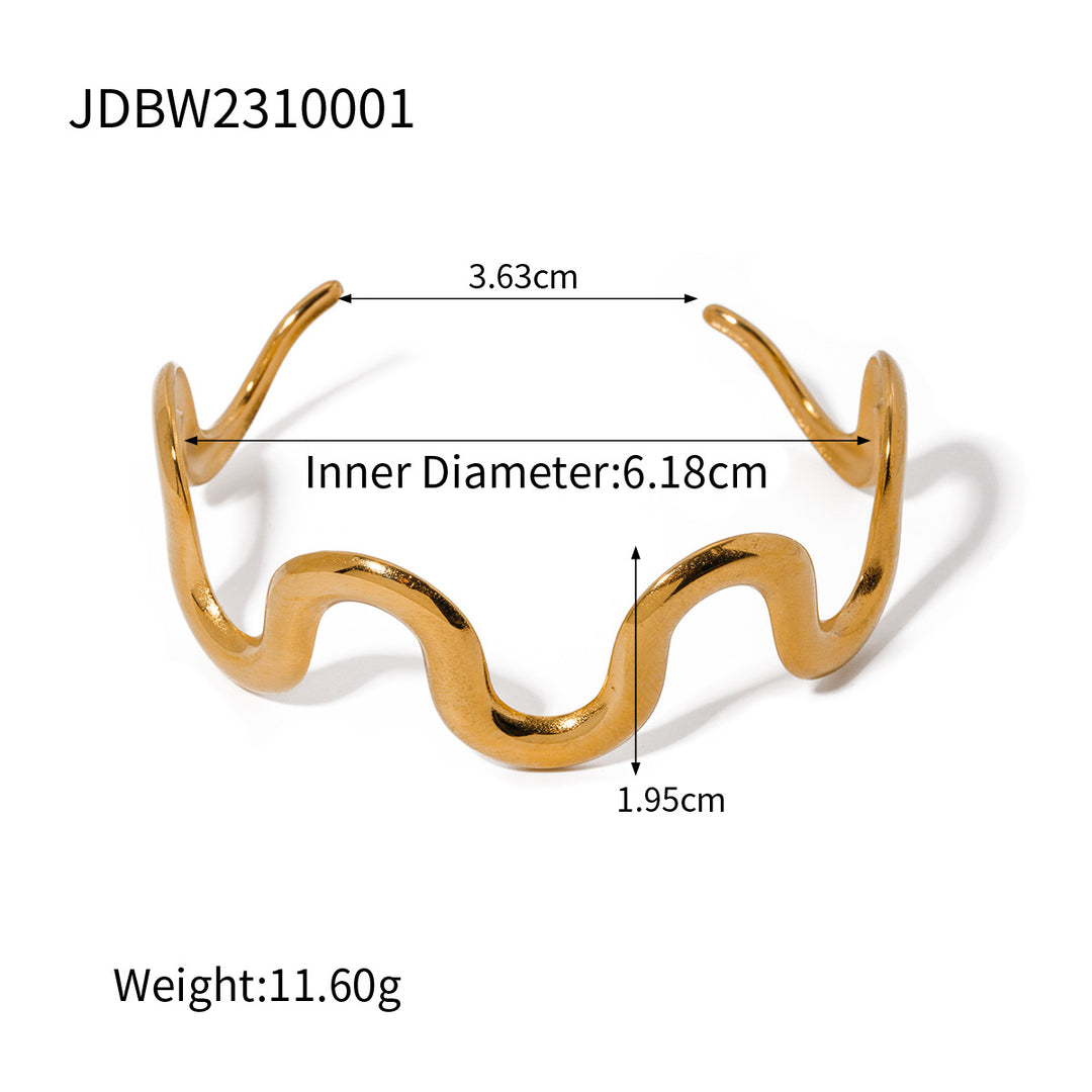 Nueva pulsera de acero de titanio estilo INS para mujer, acero inoxidable chapado en oro de 18 quilates, joyería de moda con brazalete ondulado