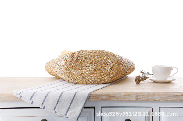 Bolso de playa de paja de moda con flor