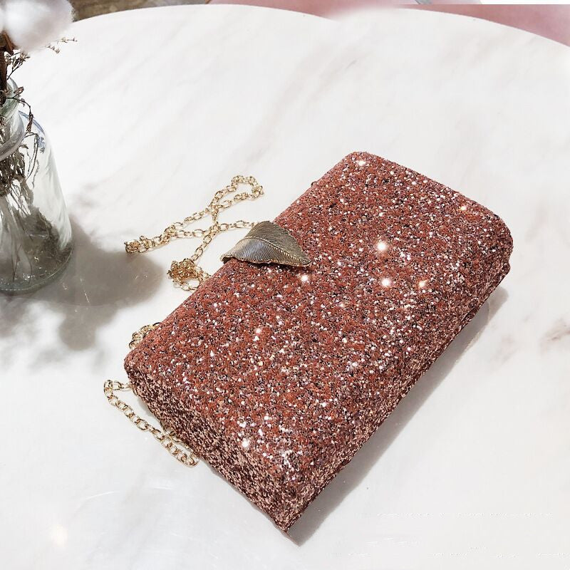 Evening Bag Ladies Clutch Super Shiny  Hardware Leaf Lock