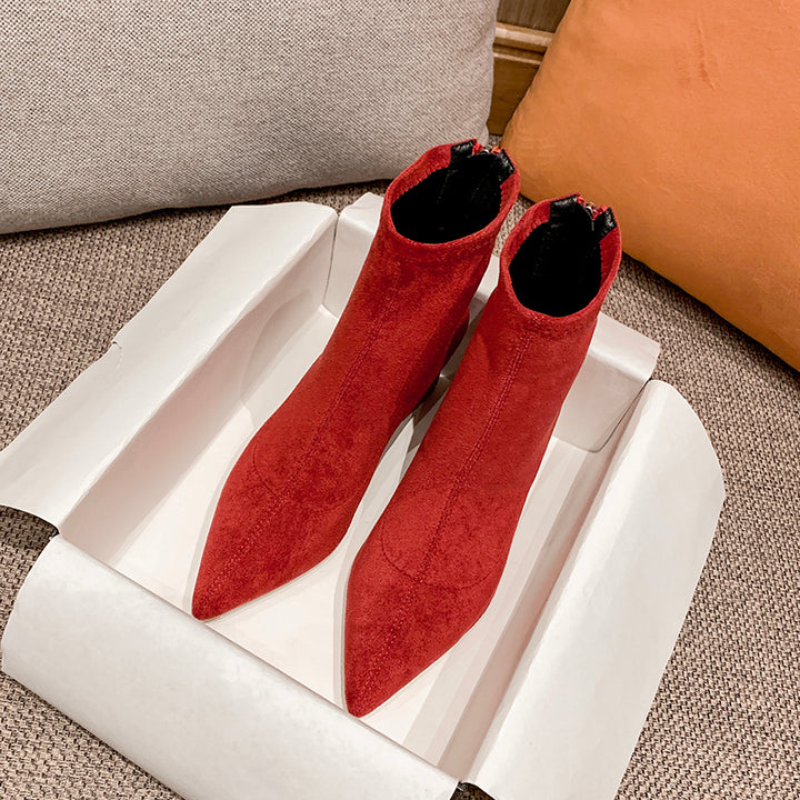 Botines cortos rojos para mujer