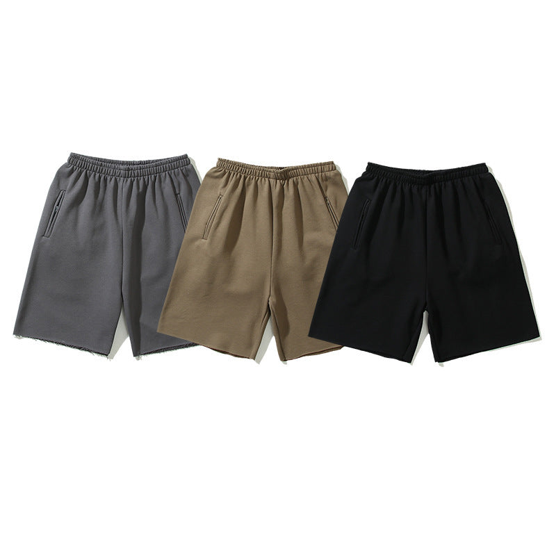 Washed High Waist Loose Midi Shorts For Men And Women