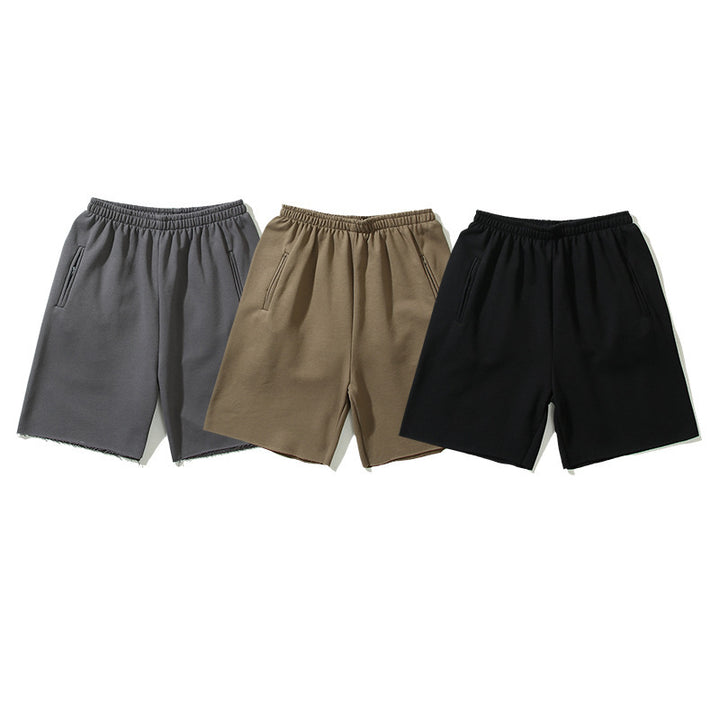 Washed High Waist Loose Midi Shorts For Men And Women