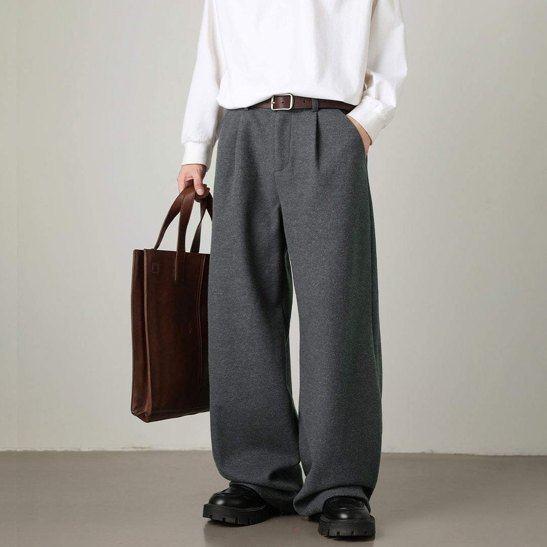 Thickened Wide-leg Pants Old-money Style Straight-leg