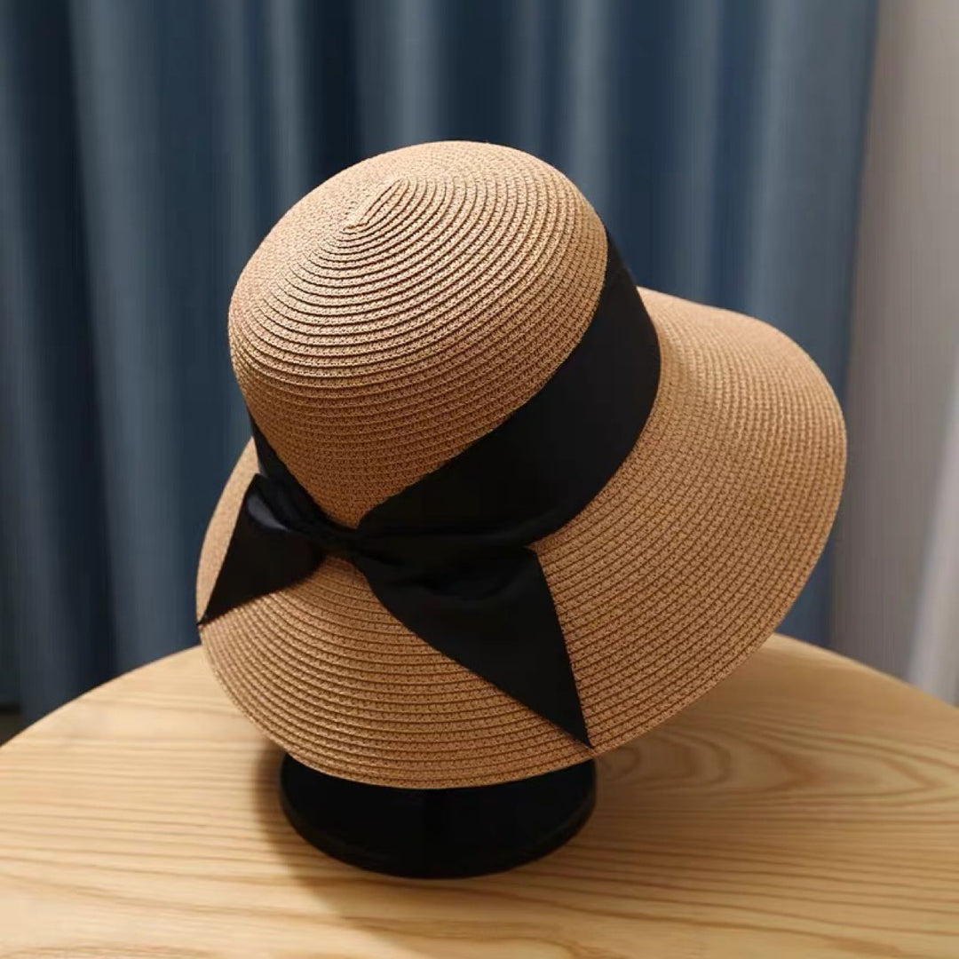 Sombrero de paja para mujer plegable parasol de playa