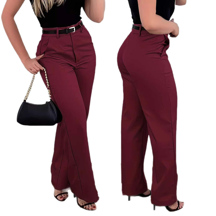 Pantalones anchos holgados informales de color liso para mujer