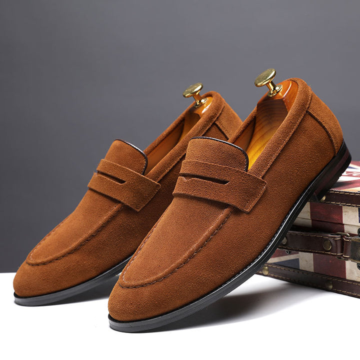 Zapatos sin Cordones Casuales de Cuero Nobuck para Hombre