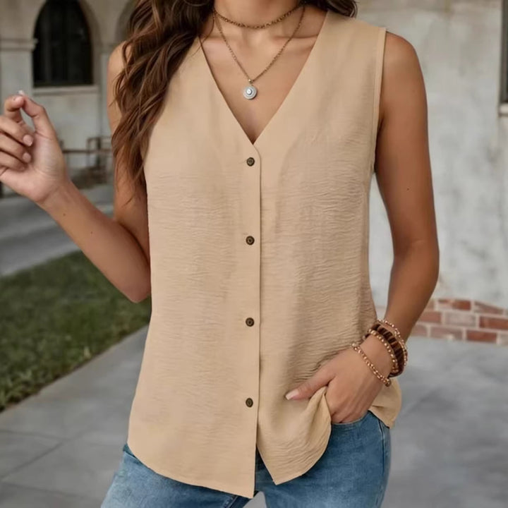 Summer V-neck Sleeveless Vest Shirt for Women