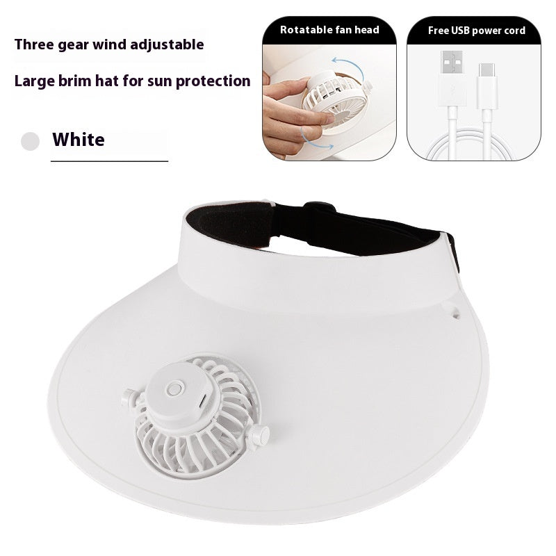 USB Rechargeable Sun Protection Adjustable Hat Fan