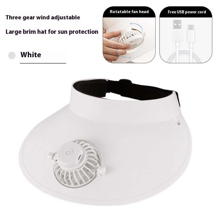 USB Rechargeable Sun Protection Adjustable Hat Fan
