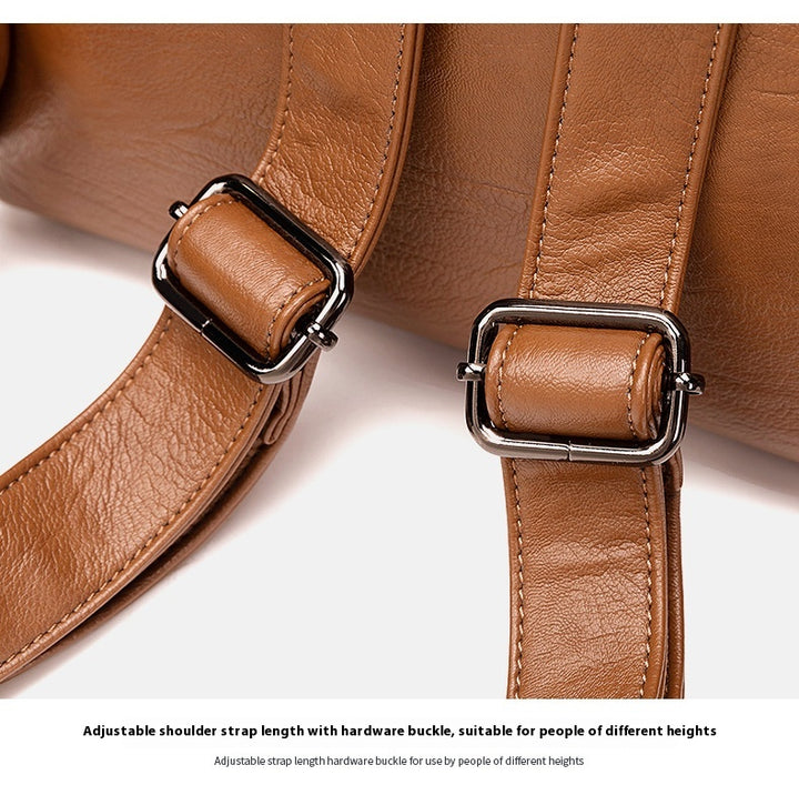 Mochila de cuero minimalista versátil e informal para mujer